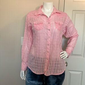 Ariat Pink Button-Up Sheer Blouse